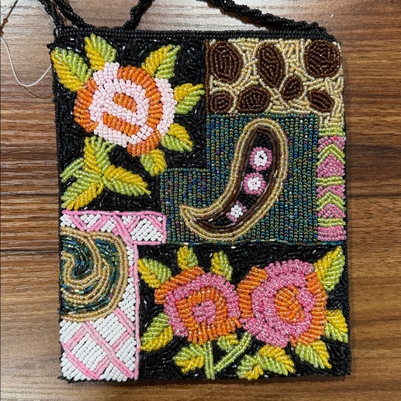 Handbags - Y2K Vintage Floral Beaded Crossbody Bag